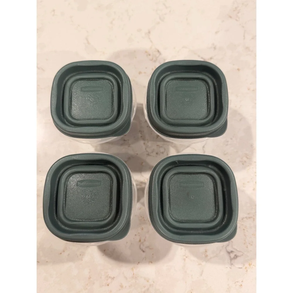 Rubbermaid TakeAlongs 4oz Small Food Storage Containers Green Lids Set of 4 7J53